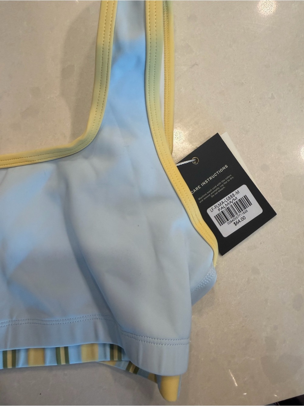 Light Blue & Yellow Striped Sports Bra by - Picture 5 of 6